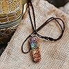 WULILONG Crystal Necklace,Boho Jewelry,7 Chakra Natural Gemstone Rainbow Crystals Pendant Necklace for Women Men (Rectangle) #3