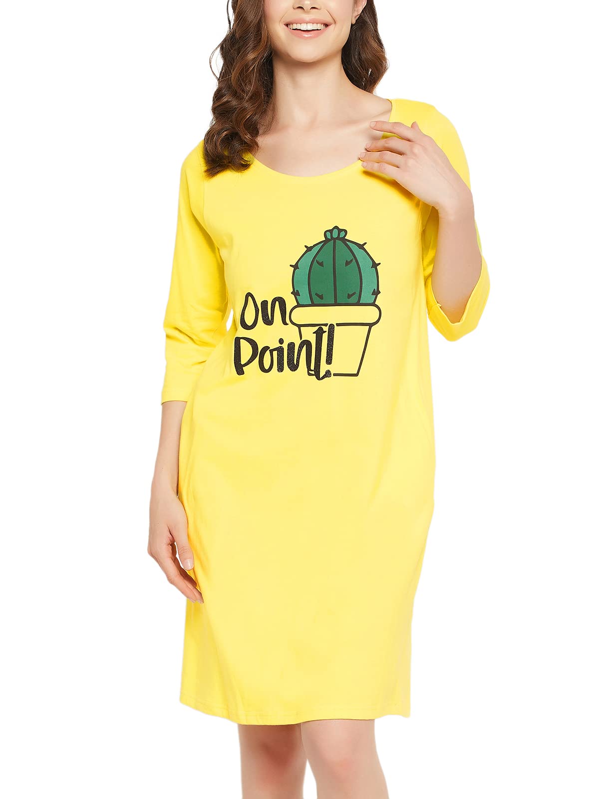 Women's Cotton Cactus Print Short Night Dress