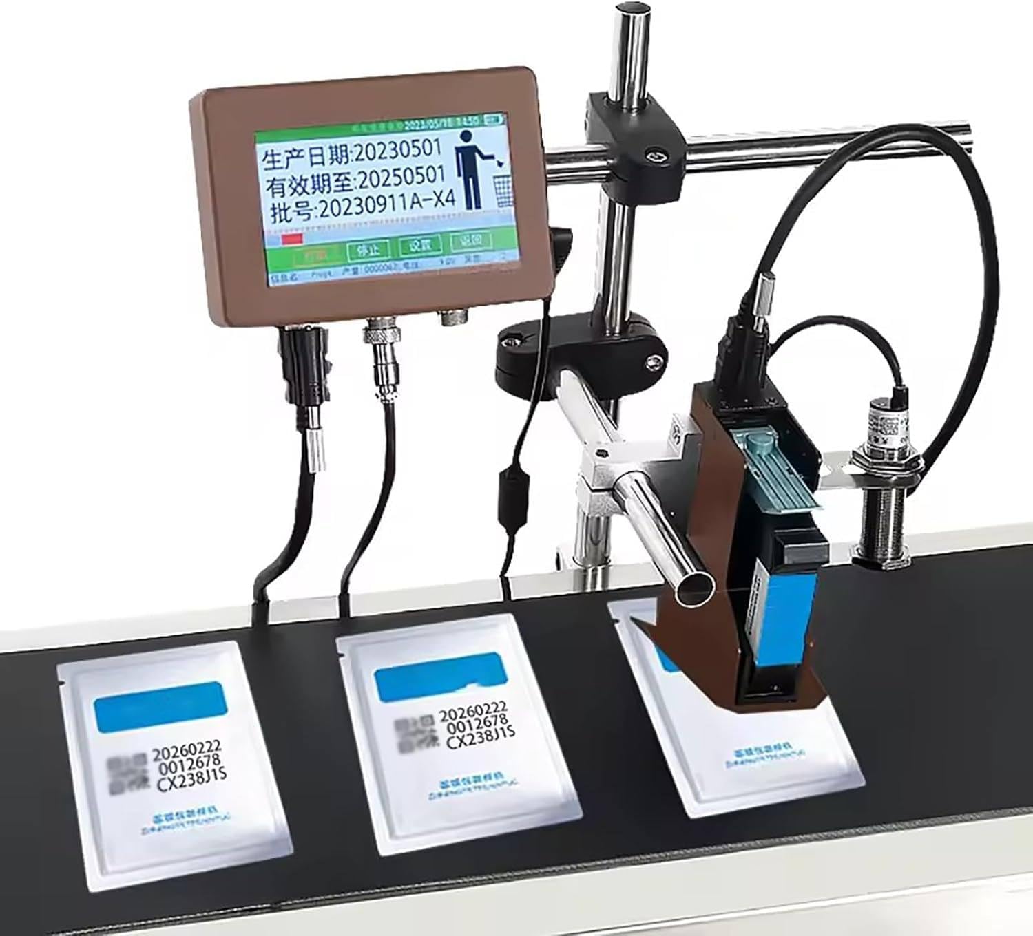 Automatyczna maszyna do kodowania atramentowego, maszyna do datowania produkcji, drukarka atramentowa obsługująca tekst, Excel, BMP, drukowanie przez USB, do logo, grafiki, etykiet 25.4mm