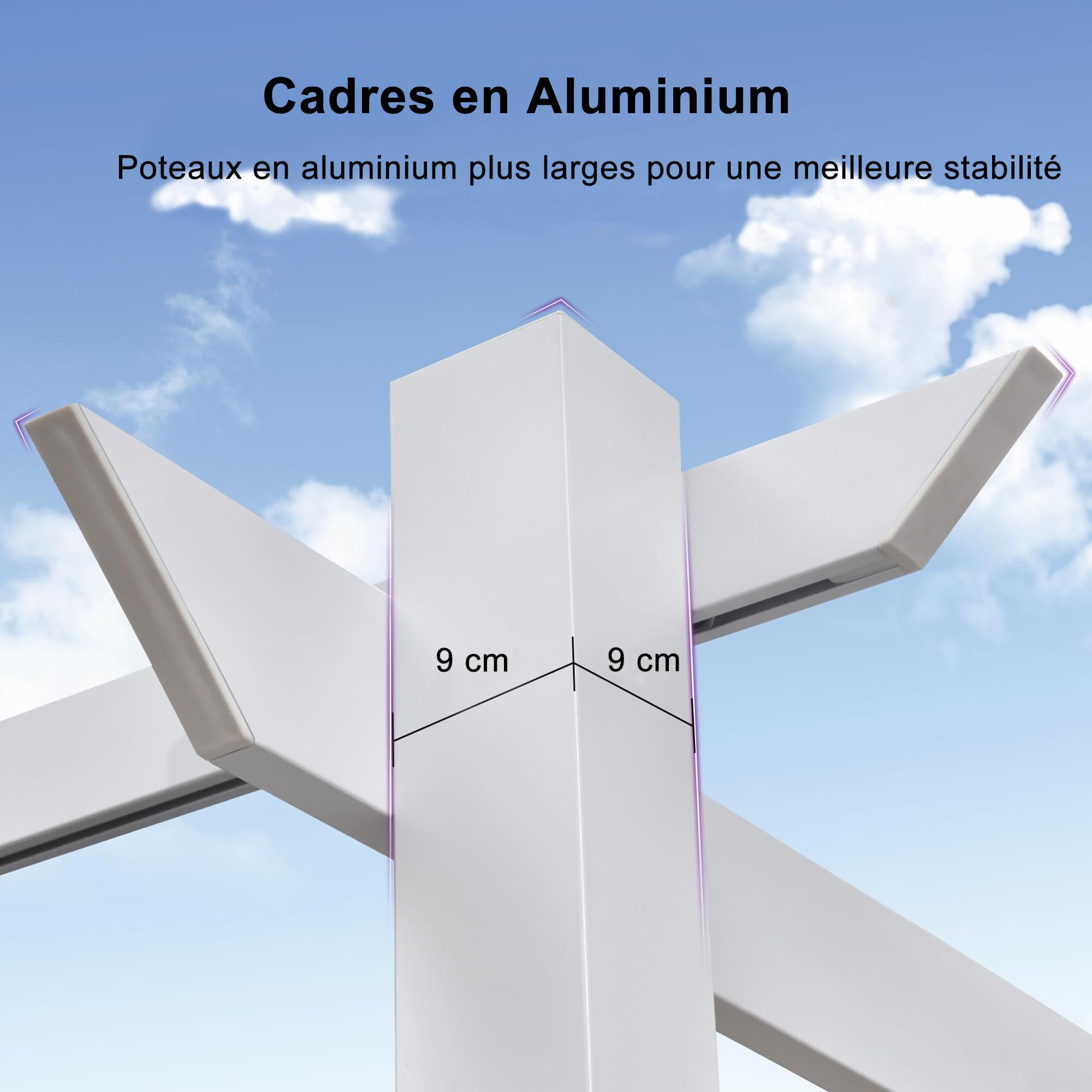 PURPLE LEAF Pergola Aluminium Blanc 4 x 3 m Toit de Protection UPF 50+ Kaki