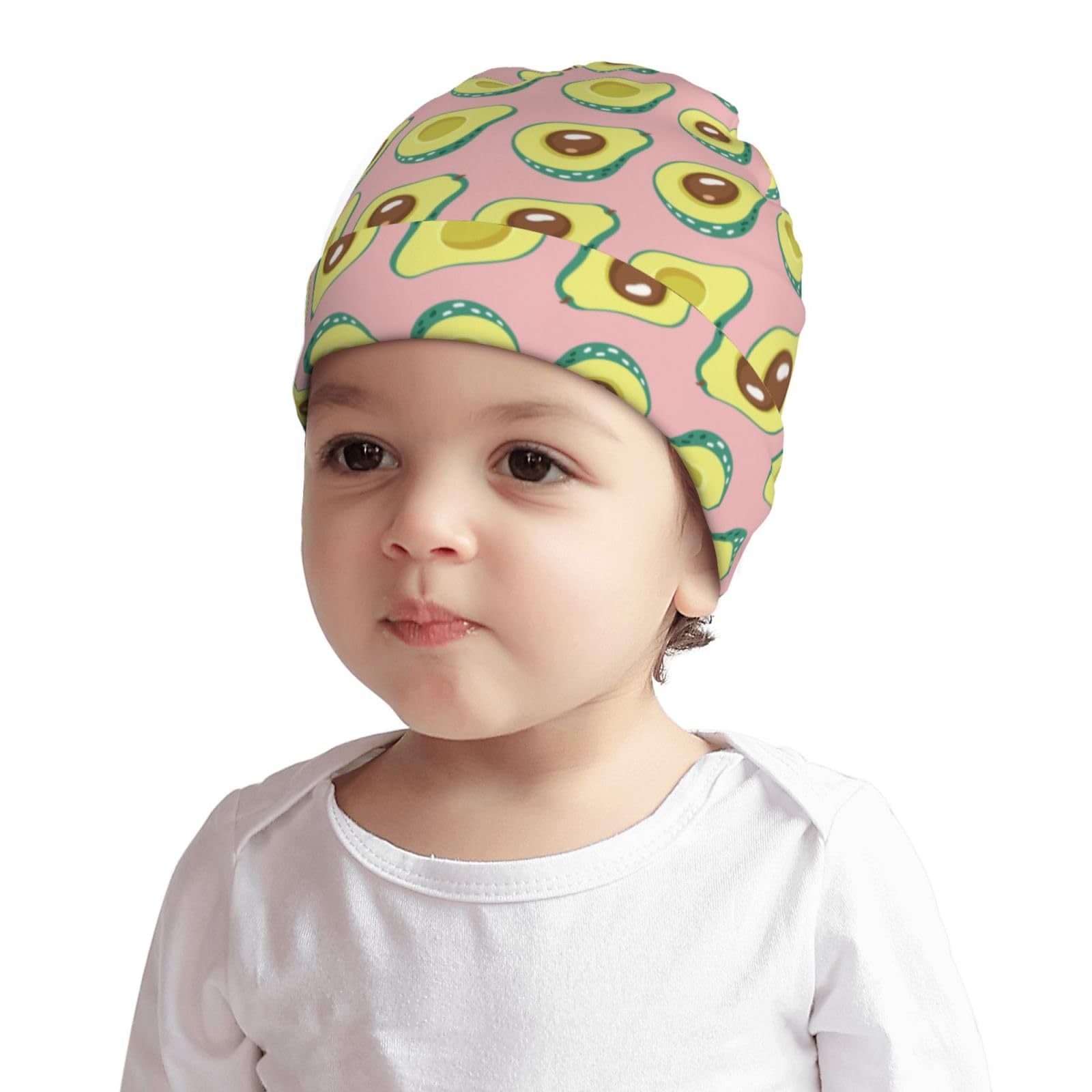 Rqzwdq Cute Avocado Pattern Kids Beanie Hats Warm Knit Beanie Cap Skull Caps Gifts Decor for Boys Girls White