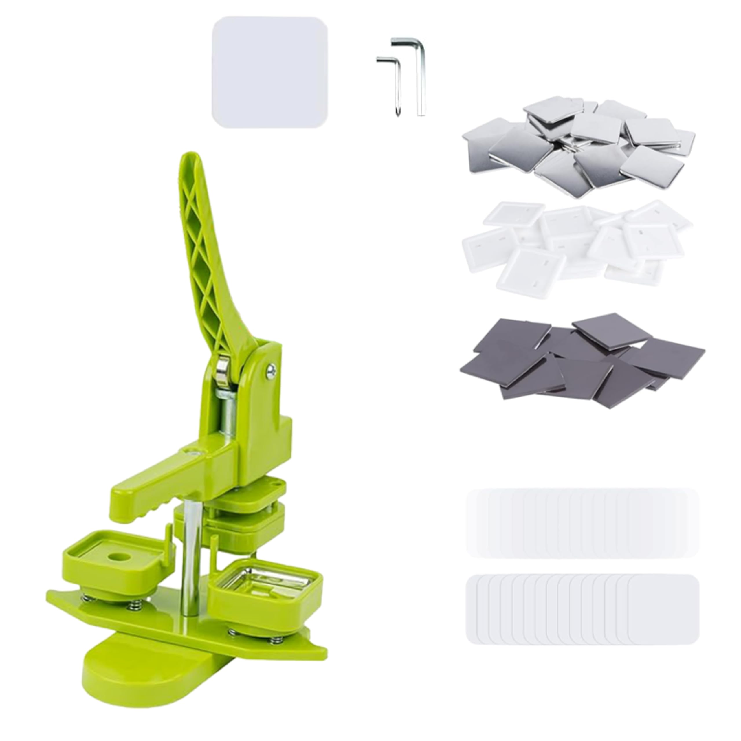 Photo 1 of DCBADGE Square-Shaped Button Maker Machine,50mm/1.97 inch Square Fridge Magnet Maker Kit with 100 Sets of Refrigerator Magnet Supplies