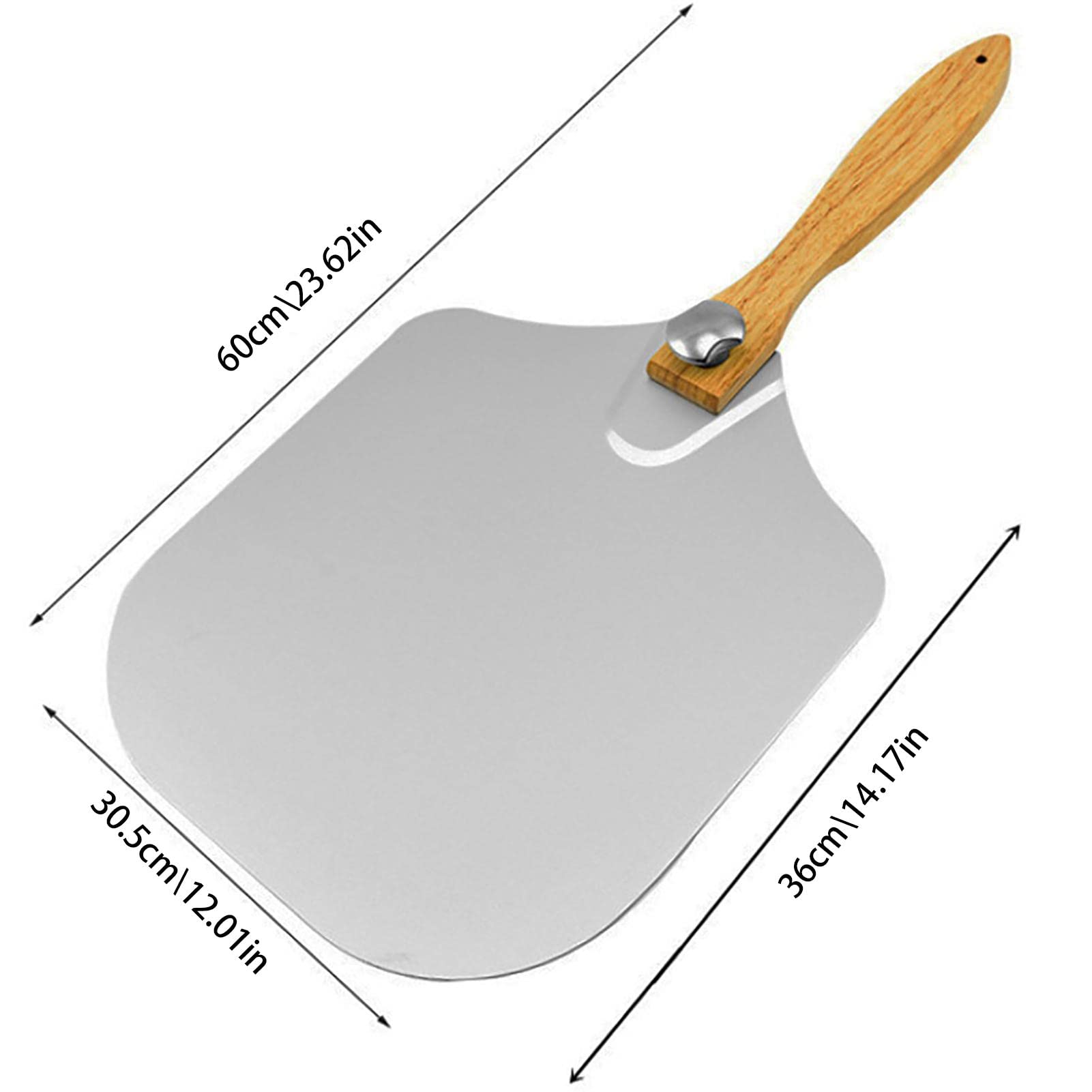 Bibest - Pelle à Pizza En Aluminium 12 Pouces (61cm) - Manche En Bois Pliable, Four à Pizza Intérieur/extérieur Spatule Pizza Acier Inoxydable Pour Four Et Grill