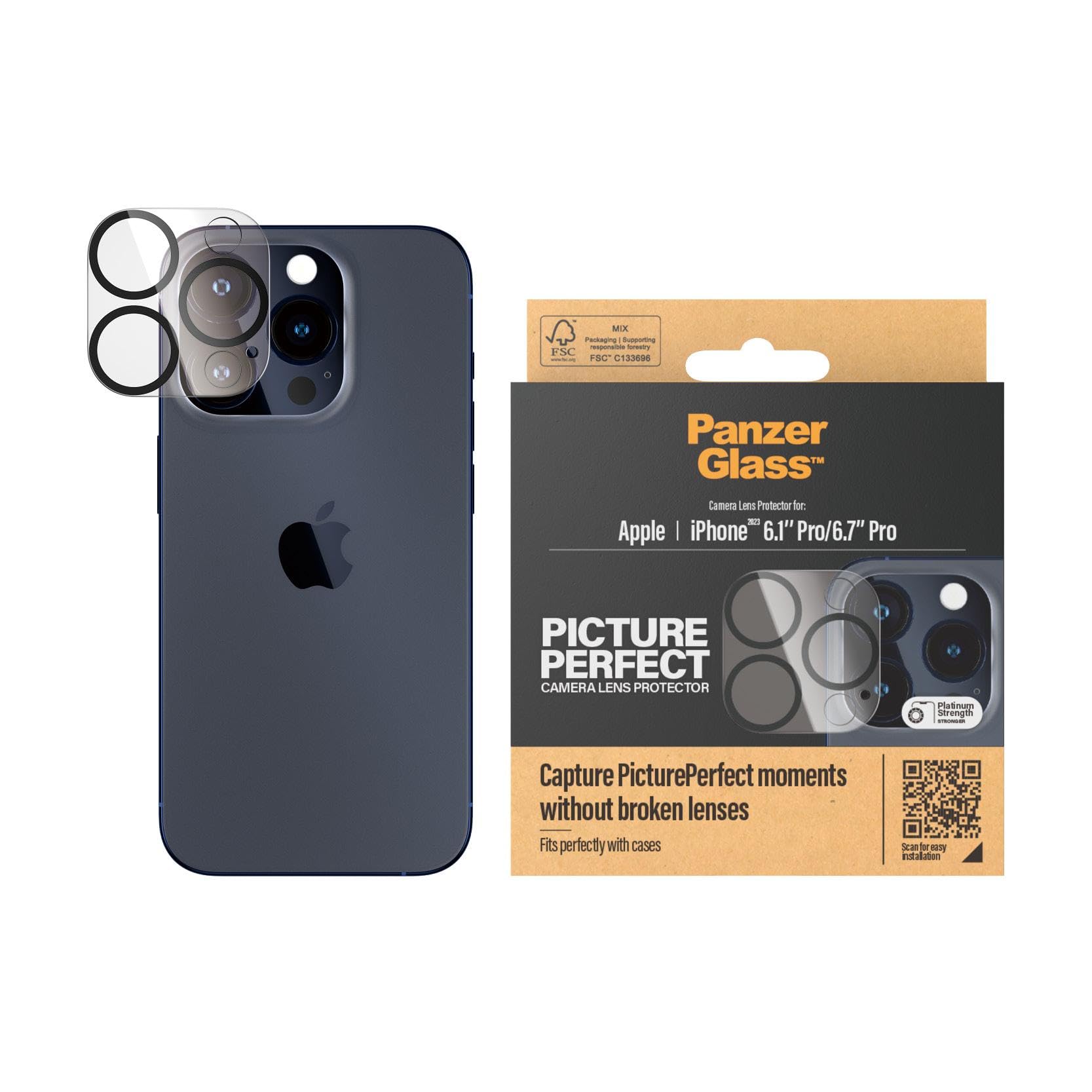 PanzerGlass Picture Perfect Camera Lens Protector Compatible with iPhone 15 Pro / 15 Pro Max (2023) - Shock Resistant, Scratch Resistant, Anti-Fingerprint, Zero Picture Distortion, Easy Install
