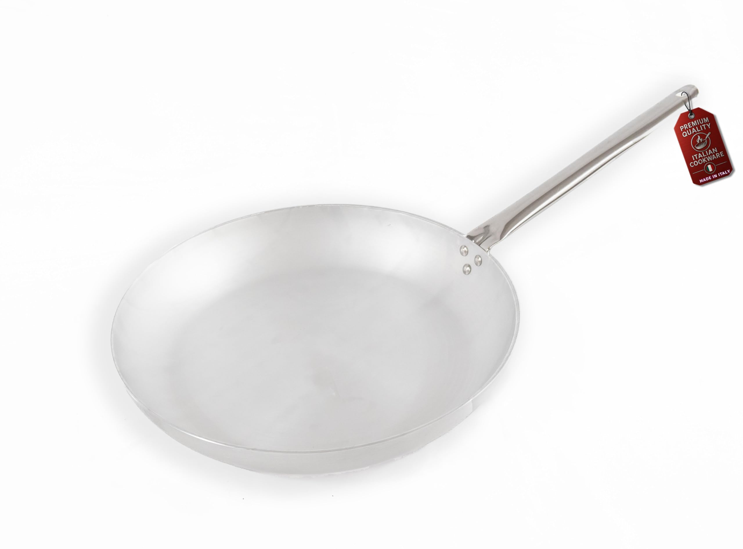 MOHOME Padella Alluminio Professionale Induzione Made in Italy Manico Acciaio Inox Ø 32 cm Pentola Fondo Basso Rotonda Altezza 5,2 cm Piano Cottura Grill Fornello Gas Forno