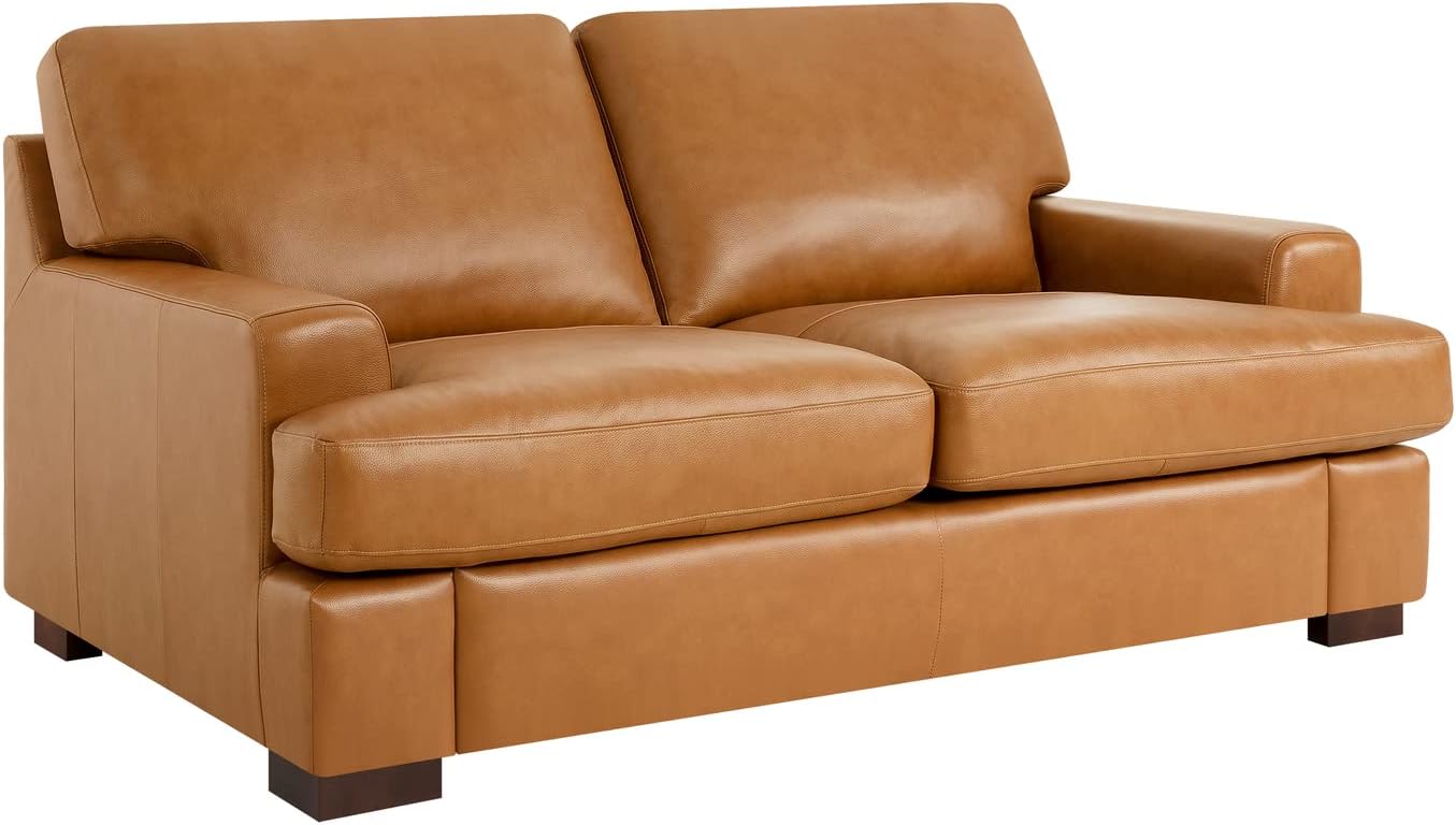 Naomi Home Genuine Leather Oversized Loveseat Sofa