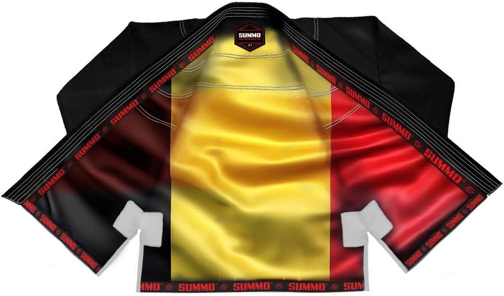 Premium Belgium Black Sublimation Brazilian Pearl Weave Jiu Jitsu Gi - Built in Rash Guard - with Rash Guard Lining (BJJ GI)