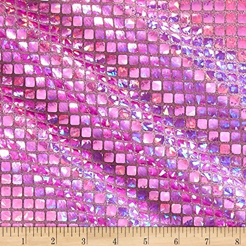 Faux Sequin Hologram Square Mesh Lilac, Fabric by the Yard