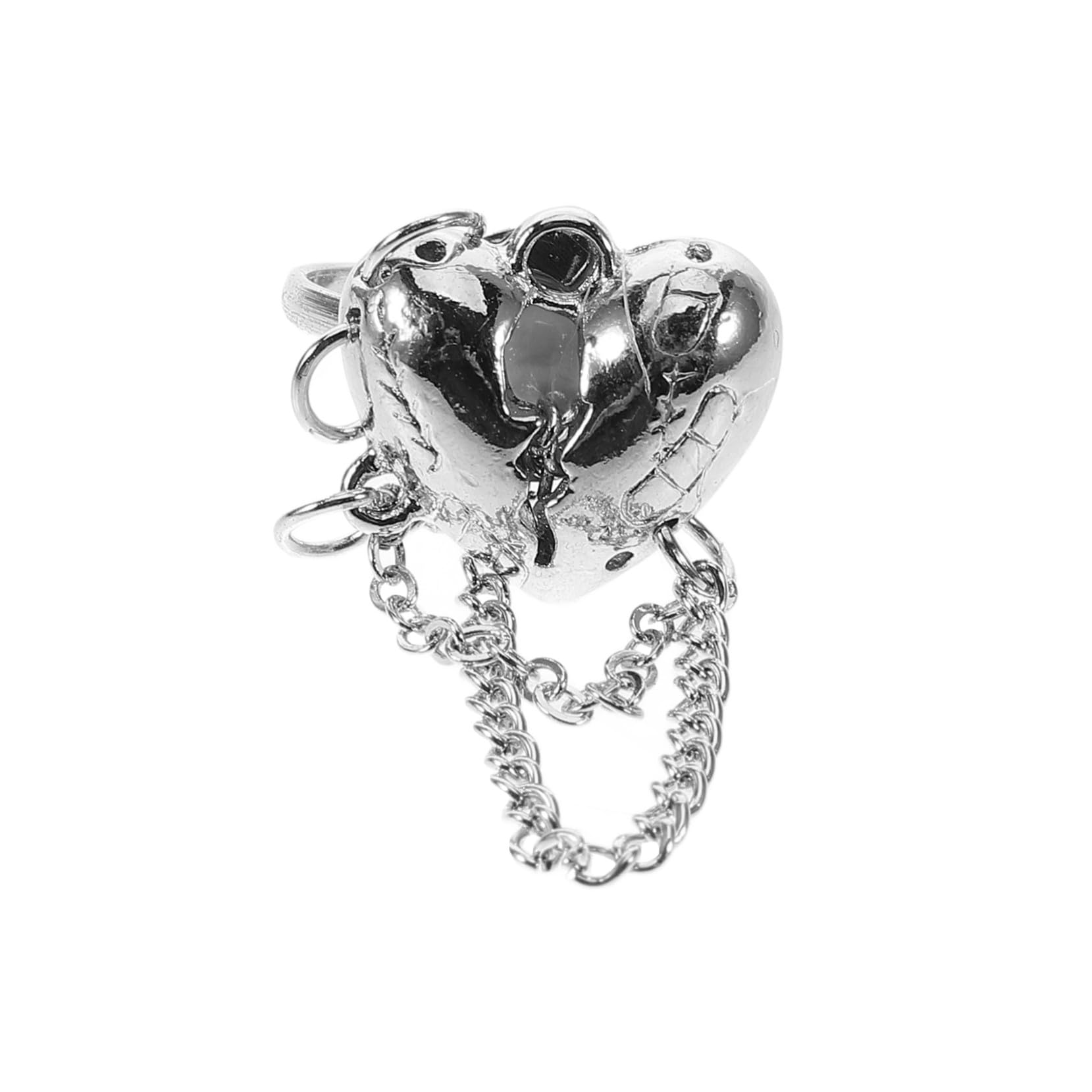 Adjustable Open Broken Heart Chain Ring for Women Metal Tassel Finger Band Stylish Jewelry with Comfortable Fit Unique Gift for Girlfriend and Friends