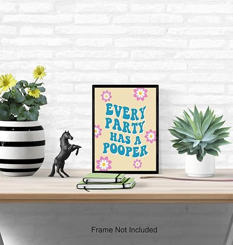 Miniatura 5 de Funny Sayings Bathroom Wall Art - 60s 70s Retro style Fun Humorous Bathroom Decor for Women - Funny Decor - Blue Restroom Accessories - Powder room