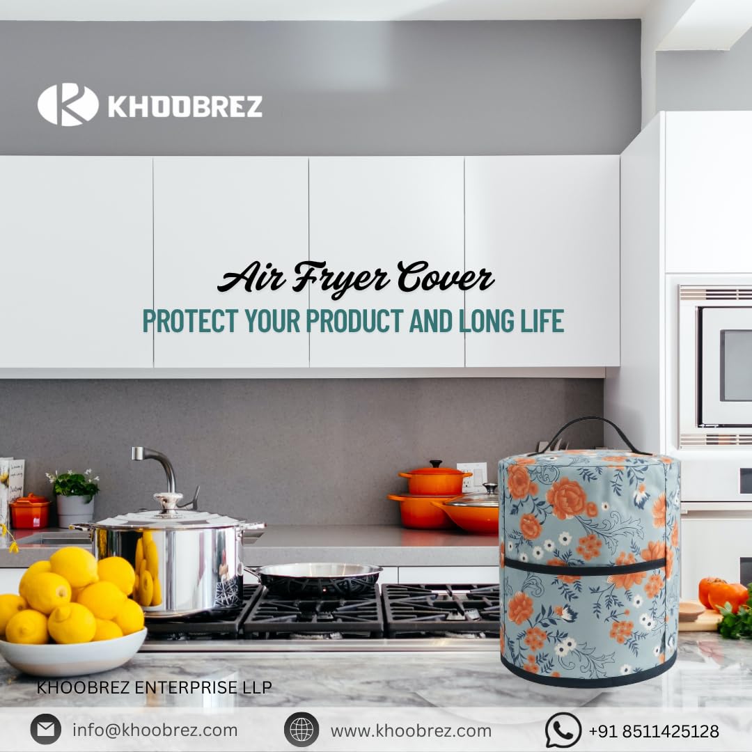 KHOOBREZ Air Fryer Cover for Philips 6.2L NA231/00 | Waterproof & Dustproof Polyester Protector with Handle & Front Pocket | Kitchen Appliance Cover | Grey — Amazon image 6