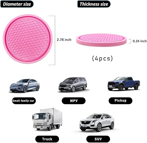 Miniatura 2 de 4 posavasos para automóvil, diseño de panal de abeja, impermeable, incrustado en adornos, de cloruro de polivinilo de 2.75 pulgadas, portavasos