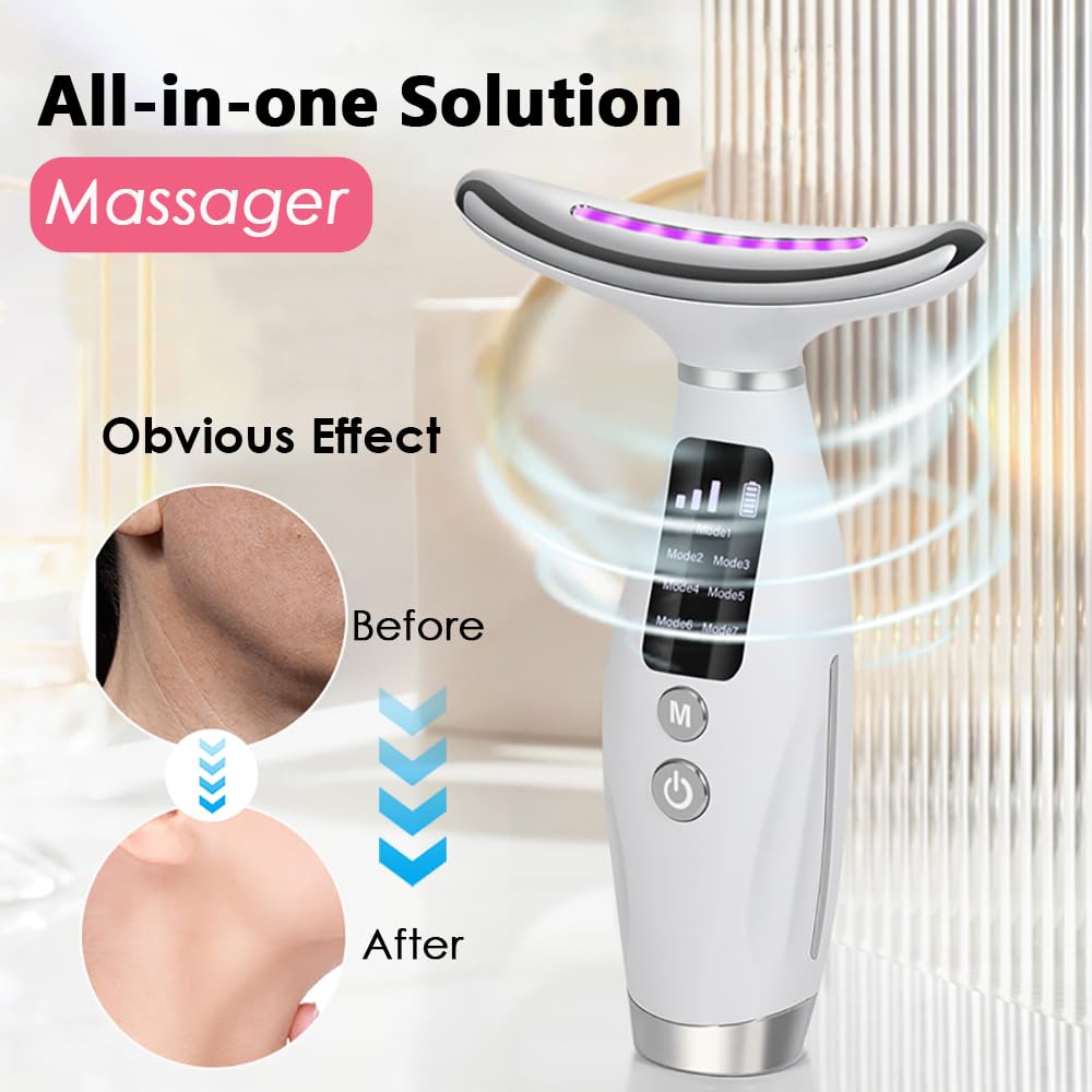 Red Light Massager for Face and Neck, 7 Color Mode Microcurrent