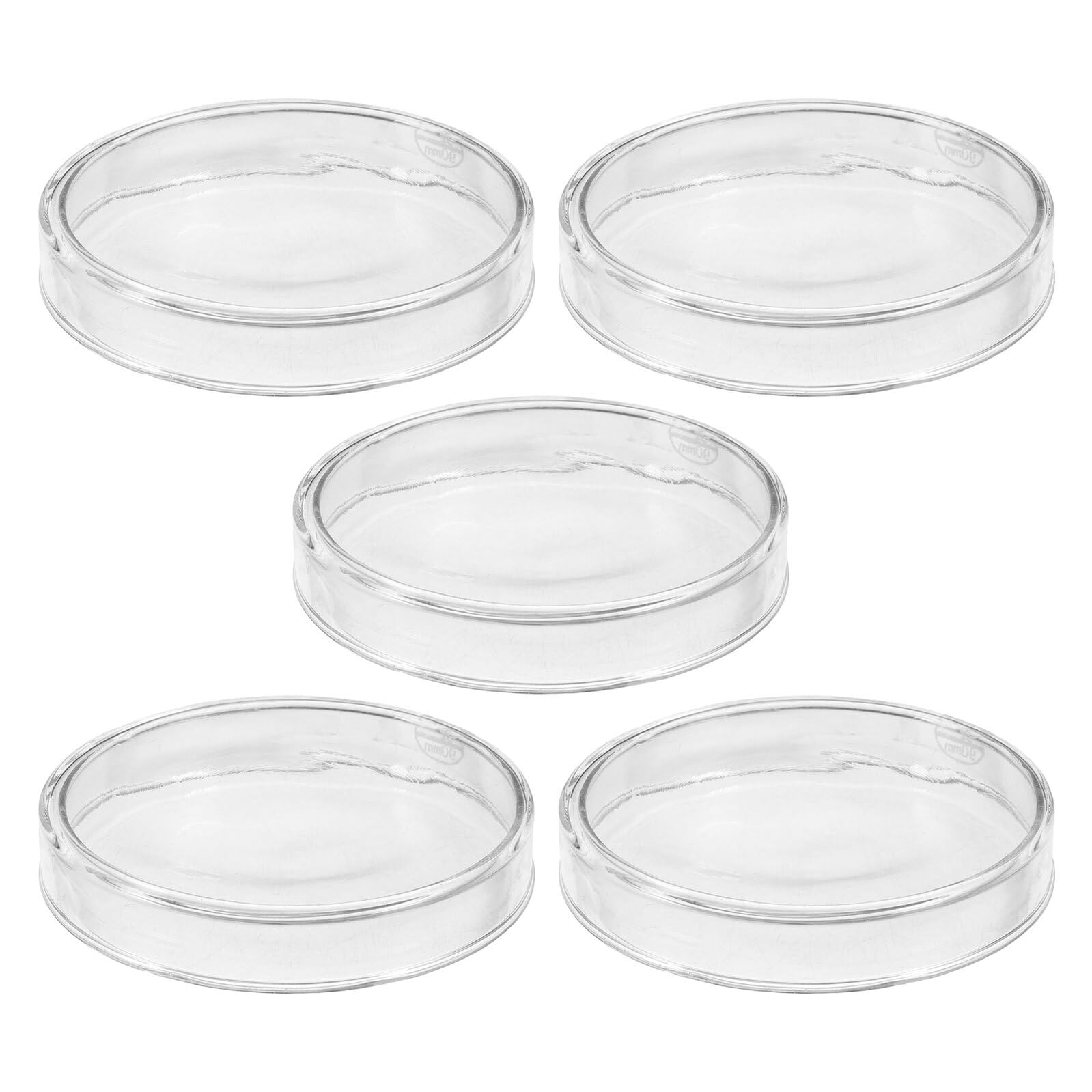 Cabilock 5pezzi Piastre Di Petri in Vetro Borosilicato Coperchio Trasparente Per Esperimenti Di Microbiologia e Coltura Cellulare Sterilizzabili e Riutilizzabili