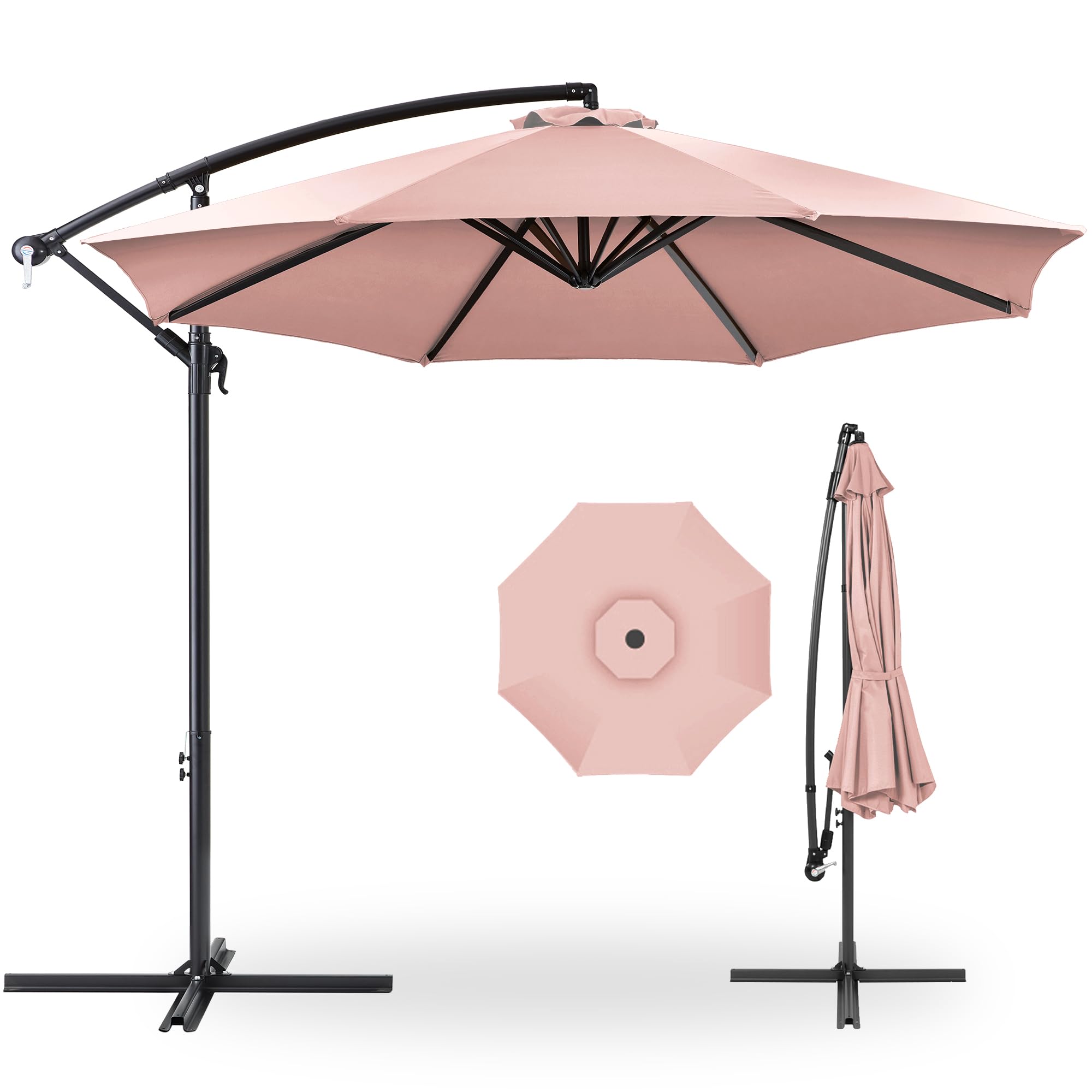 Best Choice Products 10ft Offset Hanging Market Patio Umbrella w/Easy Tilt Adjustment, Polyester Shade, 8 Ribs for Backyard, Poolside, Lawn and Garden