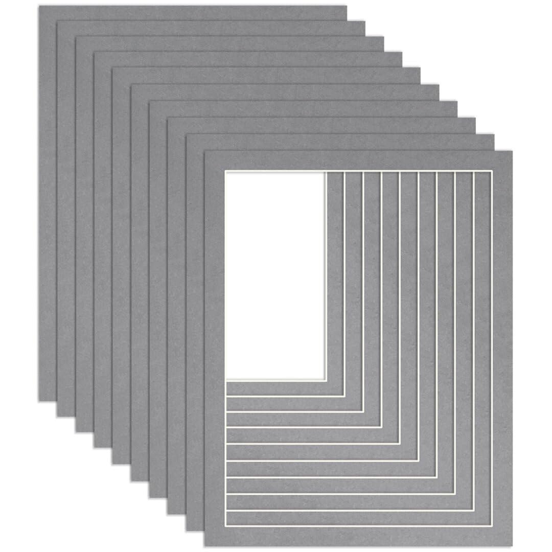 Procut Global 90x70cm Mid Grey Picture Mounts to Fit 80x60cm Aperture - Precision Cut Cardboard Photo Mount - Ideal for Frames, Prints, Artwork & Certificates - Sizes & Colours Available - 10 Pack โ image 1