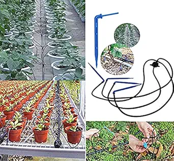 DIY Crafts Curved Arrow Dripper Kits Agriculture Home Watering Drip Irrigation Fittings 4L/8L Pressure Dripper Garden Accessories (Kit for 16 Pots, Multi Included Pipe + Faucet Connector + Accessory)