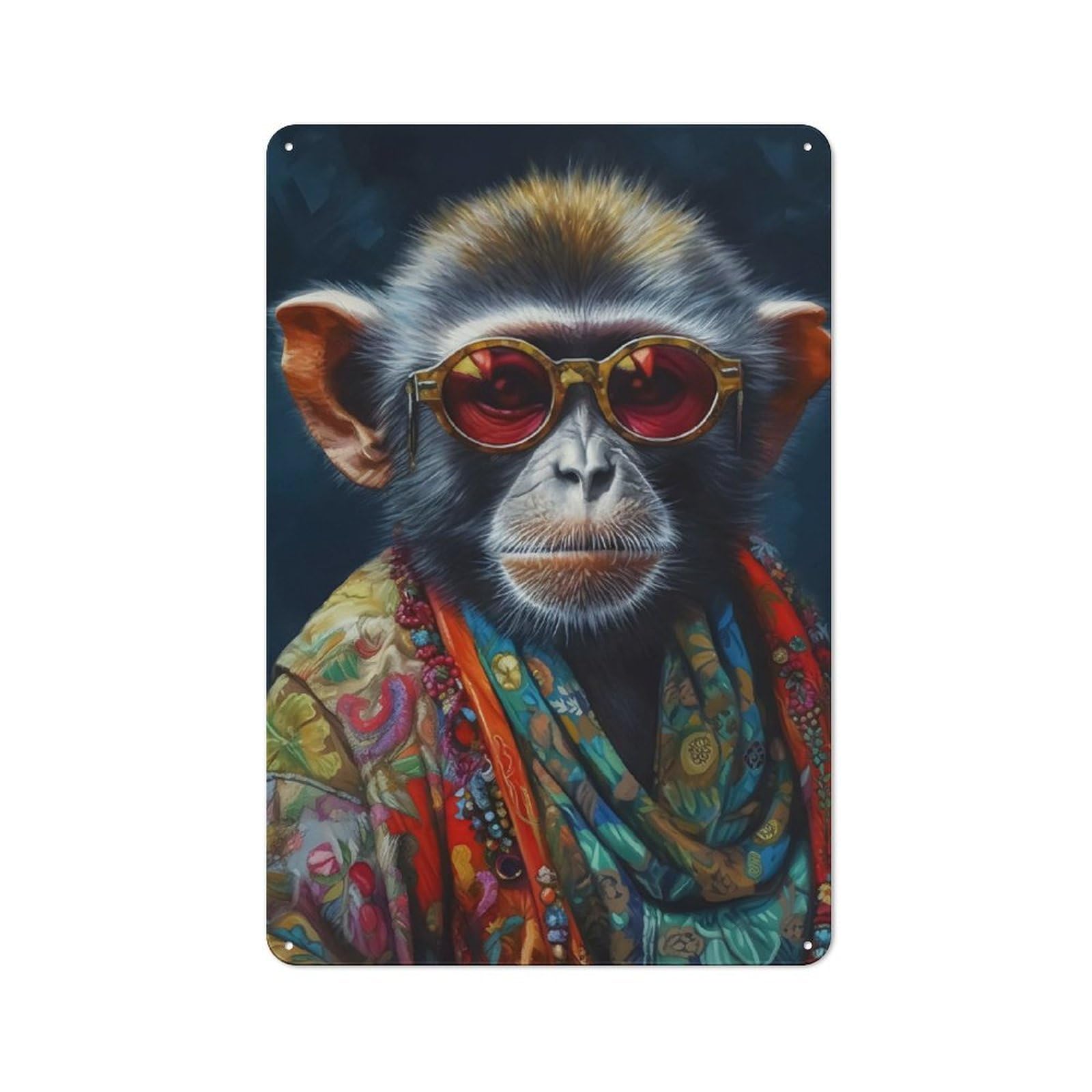 Junmoney Monkey With Sunglasses For Café Or Restaurant, Vintage Metal Sign 30X20cm, For Vintage Wall Decor Fans, For Cafés, Pubs And Restaurants