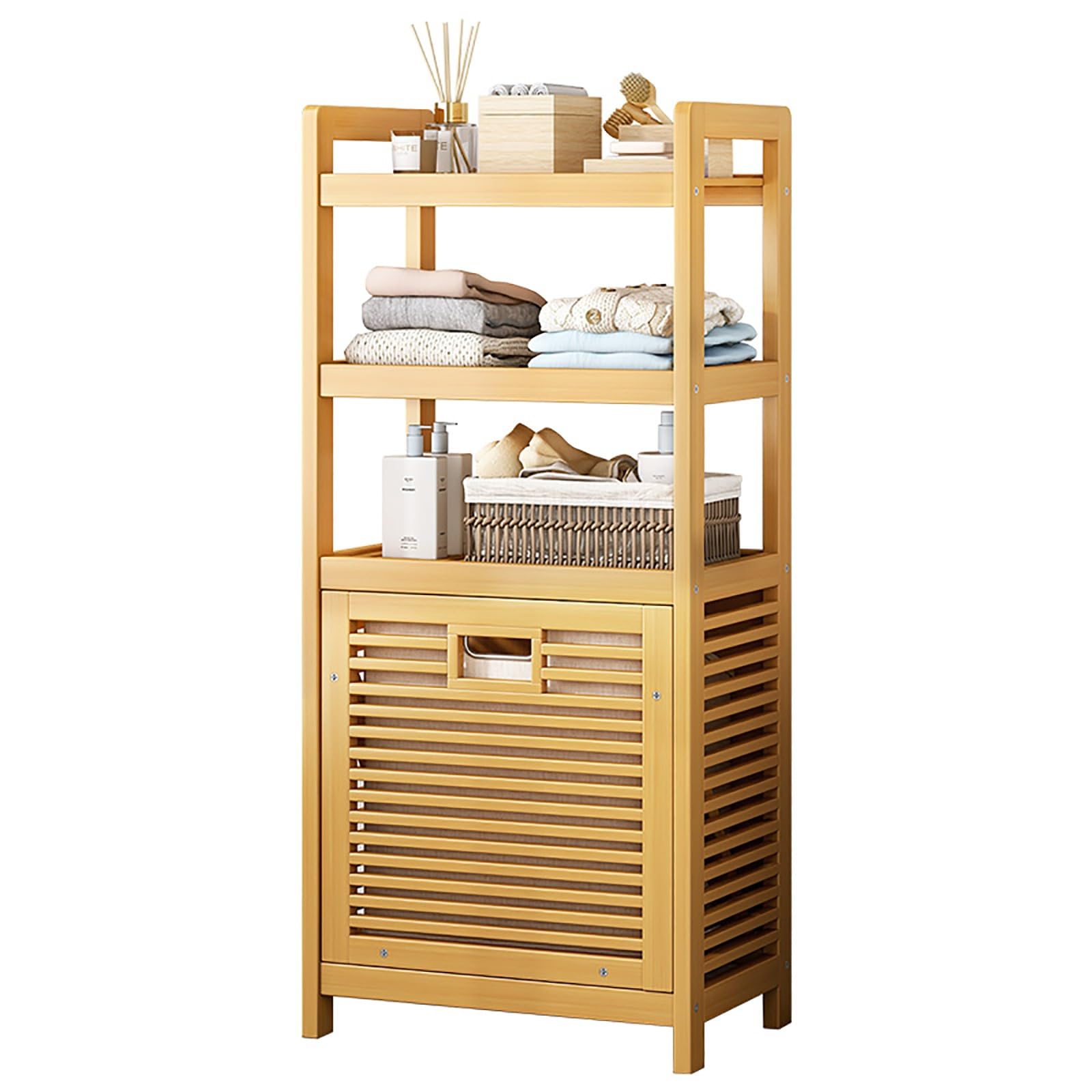 ERSINIAN Panier de rangement en bambou, panier à linge, bac à plusieurs niveaux pour vêtements sales, respirant et imperméable, facile à monter, robuste, idéal pour l'organisation de la salle de bain