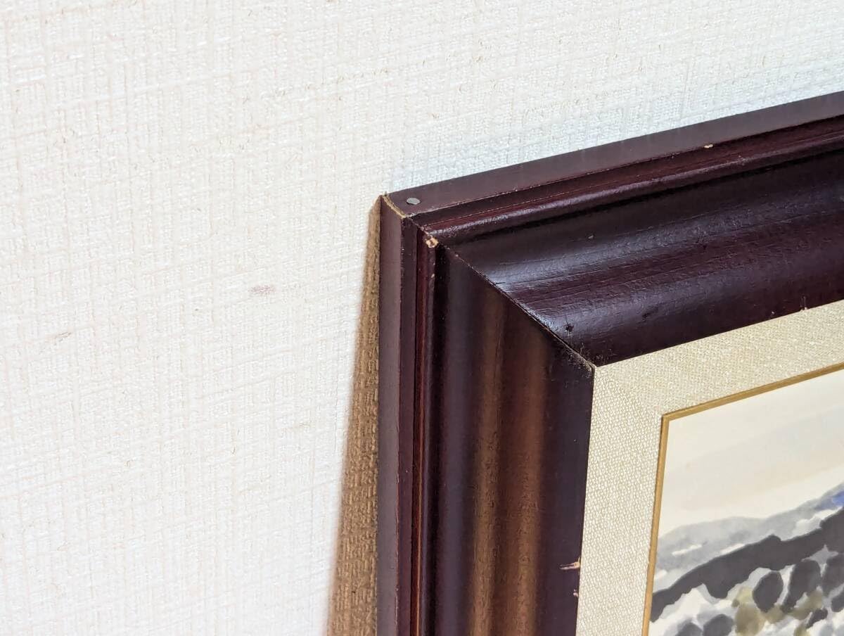 Amazon.co.jp: 真作絵画 青山龍水 水彩（色紙） 山並みと林 淡彩風景画