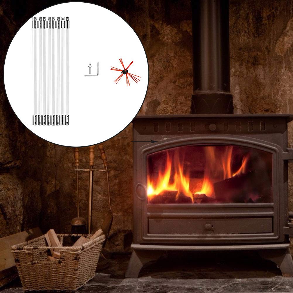 Cepillo de Chimenea, Taladro Eléctrico, Herramientas de Limpieza de Rotación con Varillas Flexibles de Nylon, Kits de Herramientas de Limpieza de Barrido de Cepillo de Chimenea, Multi-tamaño,8m