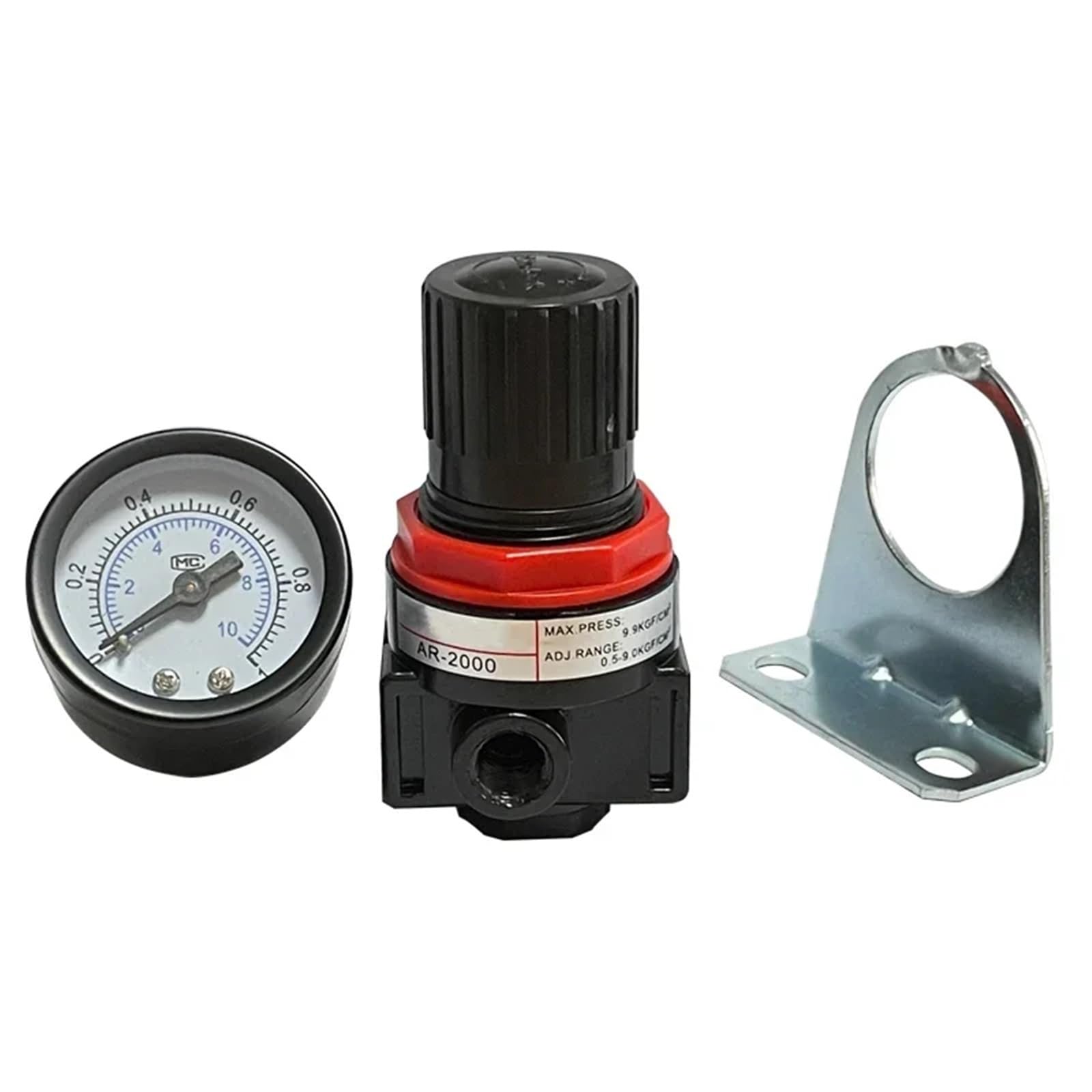 1 pz AR2000 1/4'' Regolatore di pressione 'aria Compressore Pompa Unità di trattamento di regolazione del gas con manometro Lega di alluminio regolabile(AR2000)
