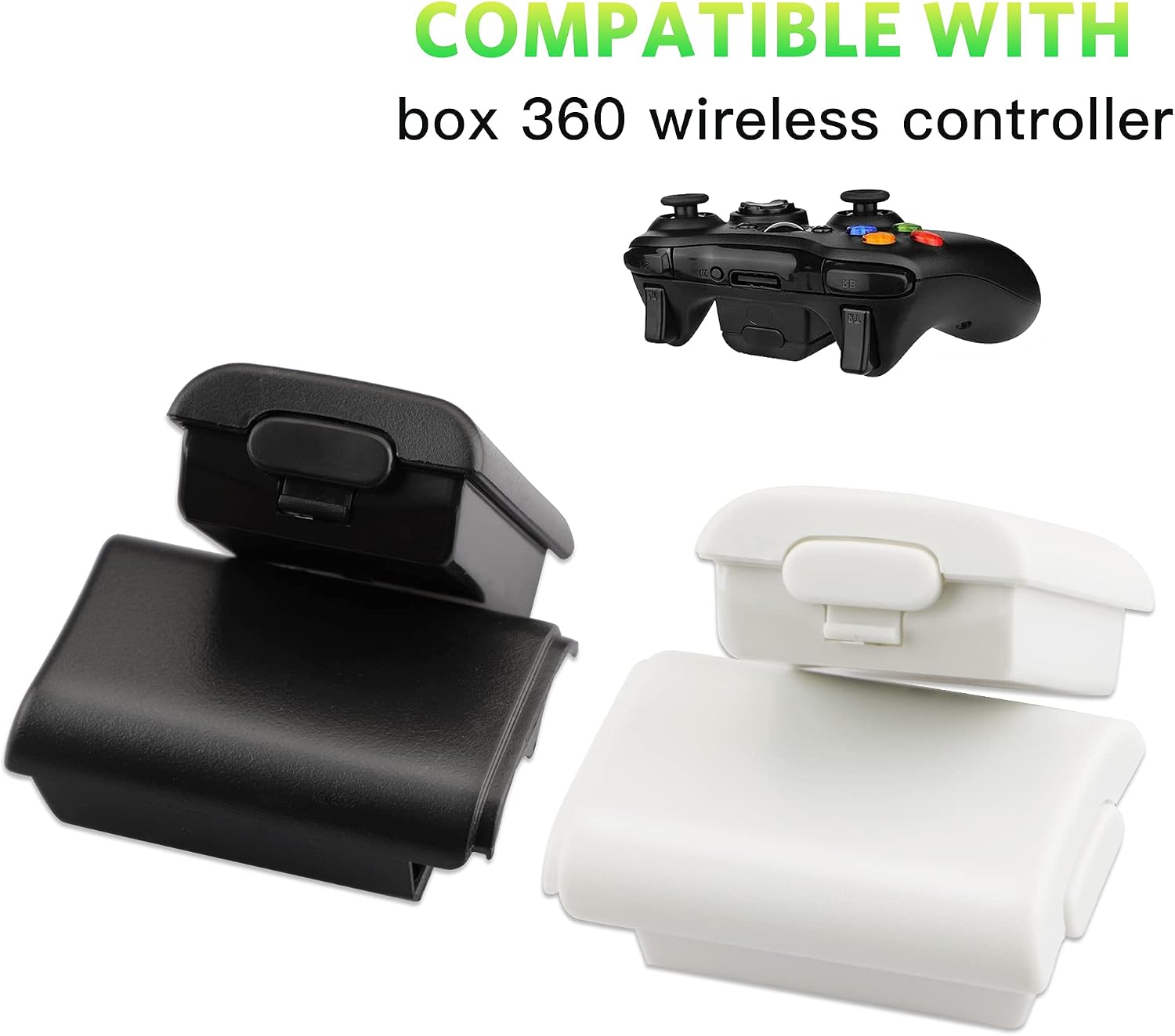 Battery Pack Cover for Xbox 360, Replacement Battery Pack Cover Shell Repair Part Compatible with Xbox 360 Wireless Controller(4 Pack, Black, White)