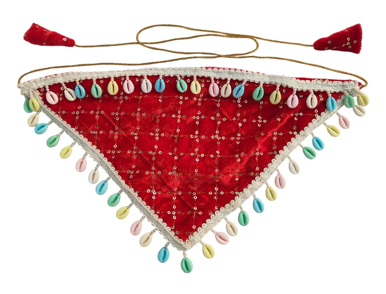 qualmet Beautiful Handmade Embellished Khoicha Dani Potli For Bride Wedding With Zipper Pocket | Ideal For Wedding/Vidai Rituals- Triangle in shape Style_79-picture-40
