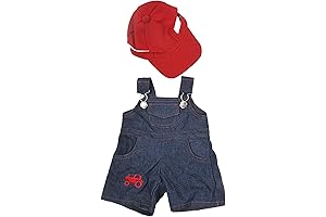 Farmer Clothes with Hat: Teddy Bear Clothes Compatible with 14"-18" Build-A-Bear and DIY Stuffed Animals