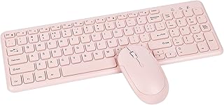 Wireless Keyboard Mouse Combo, Tynerza Compact Full Size Cordless Keyboard and Quiet Mouse Set 2.4G Ultra-Thin Sleek Design for PC, Computer, Laptop, Desktop, Notebook (Pink)