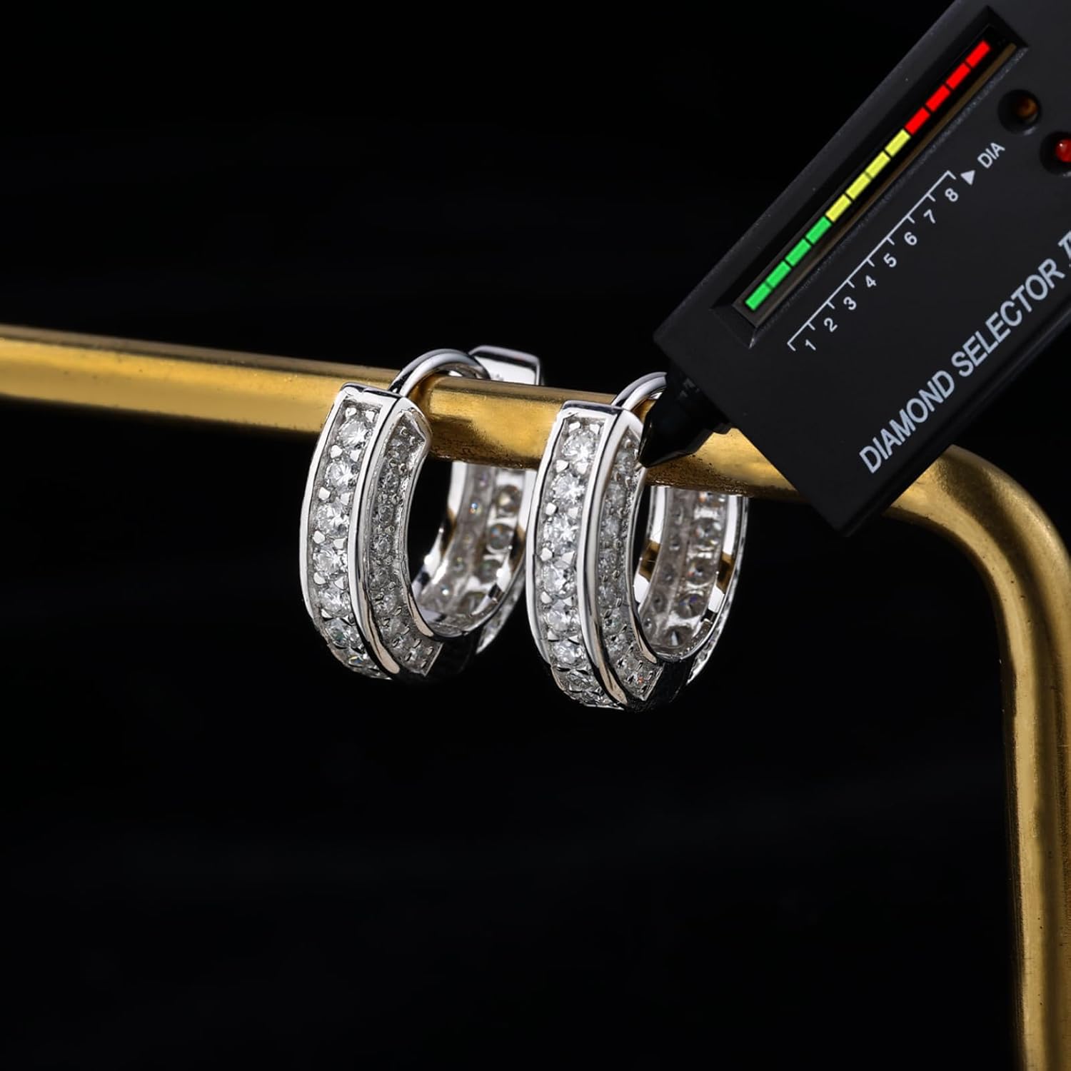 Luxury D-VVS1 Moissanite Huggie Hoops, 925 Sterling Silver 11mm Tiny Hoop Earrings 18K White Yellow Gold Plated Hypoallergenic for Women & Men Fashion Jewelry Gift Valentine's Day - Image 2