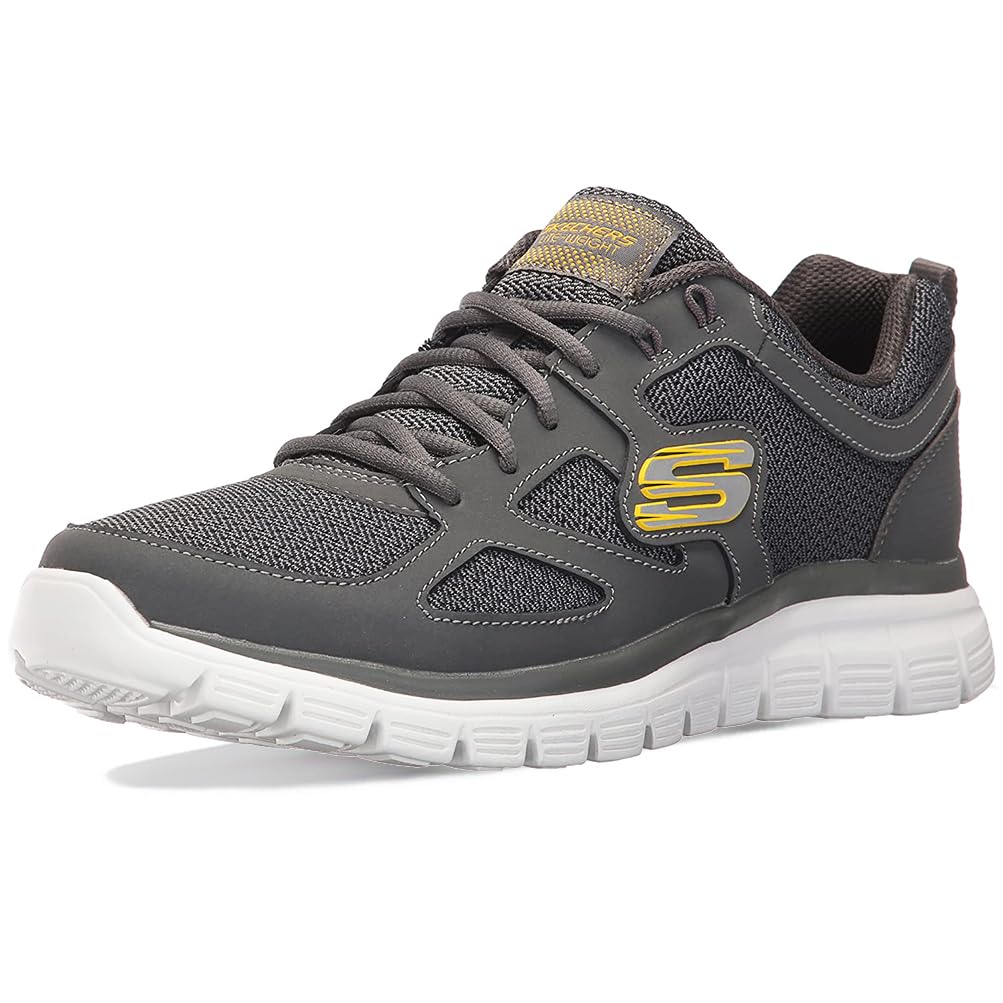 Skechers Mens Burns Agoura Low-Top Sneakers, Charcoal Leather Mesh Trim, 6.5 UK