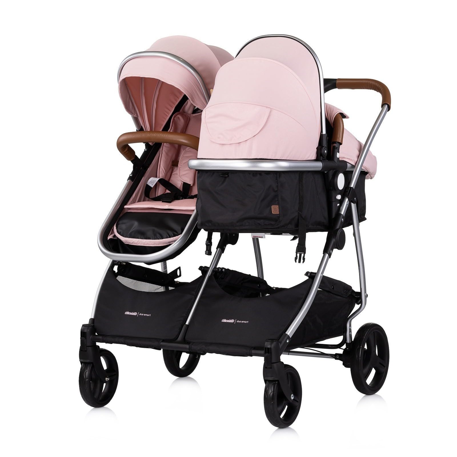 DUO SMART Cochecito para gemelos o niños de edades cercanas ancho 79 cm Rosa sin cosy