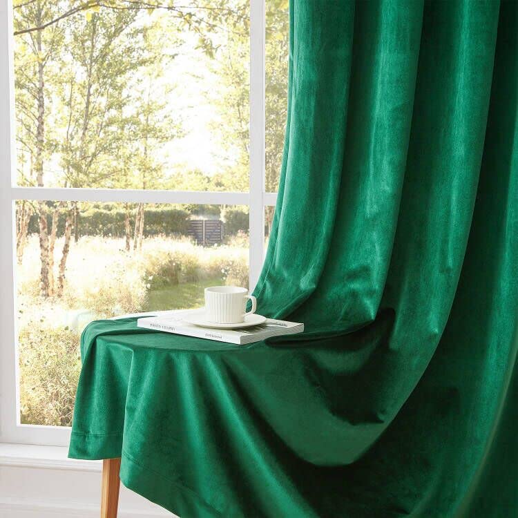 Amazon｜グリーンカーテン 長さ63インチ - リビングルーム ベルベット