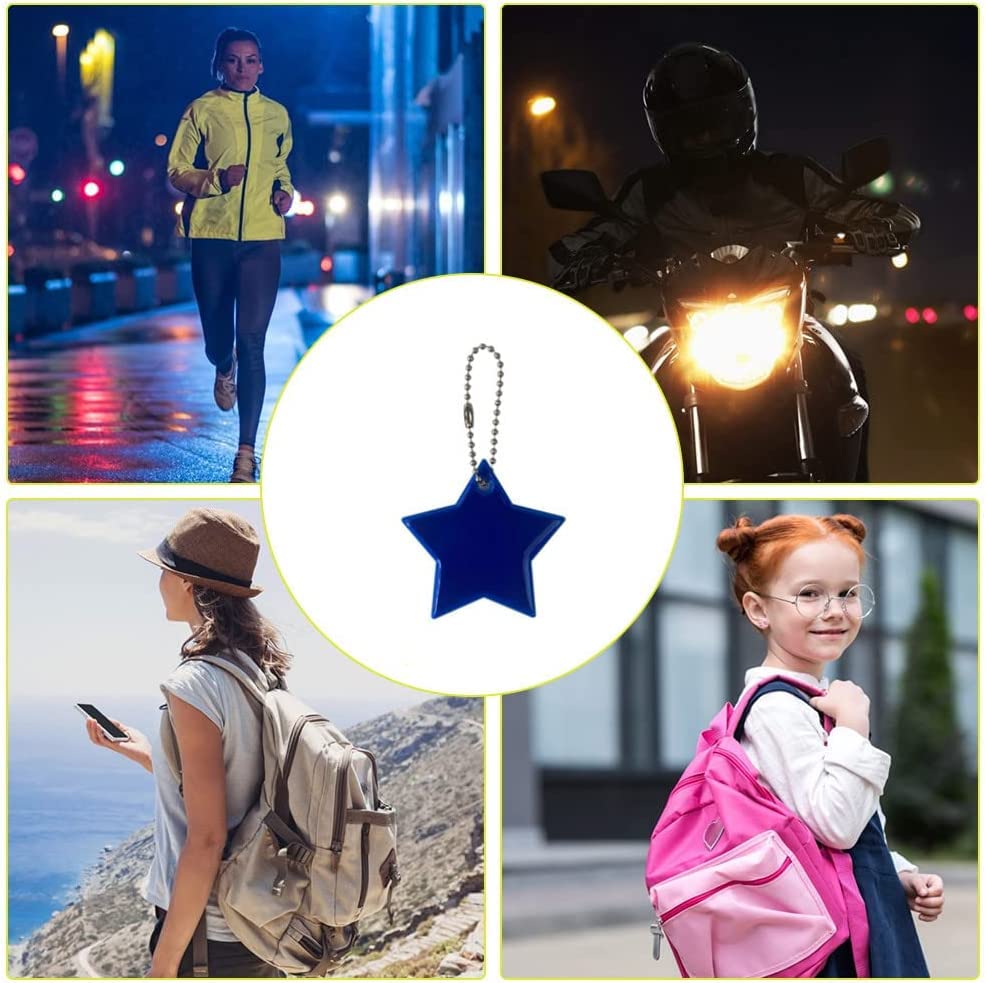 Lot De 20 Pendentifs Réfléchissants Gilet De Sécurité - PVC, Avec Chaîne, Pour Sac à Dos, Vélo, Course, Visibilité Nocturne - 8