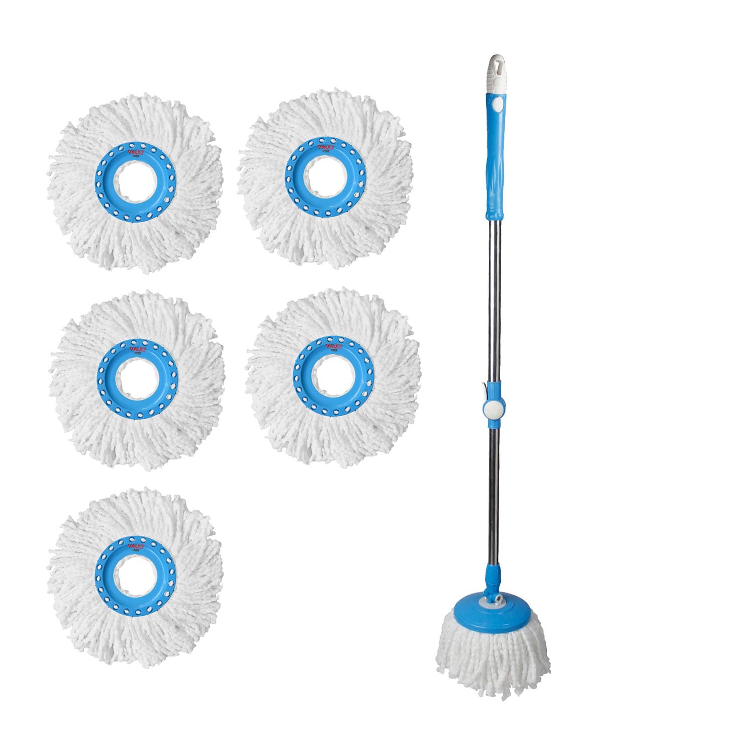 Vault Bharat Premium Mop Head and Rod Stick Only| Spin Mop Extendable Handle| Stick Rod with 5 Refill (Model: V3+5, Warranty:1 Year) (B0CWDF4W84) Amazon Price History, Amazon Price Tracker