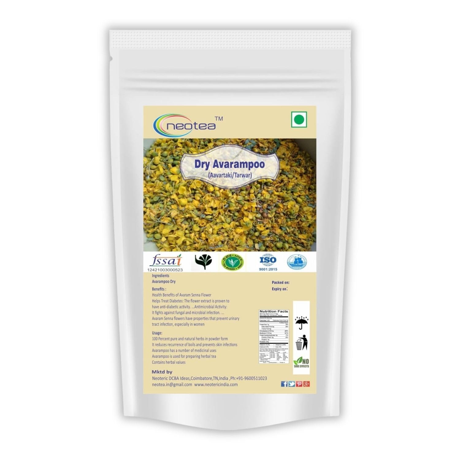Dry Flower Avarampoo | Aavartaki | Tarwar | 200 GM | Natural Sun-Dried Herbal Flowers | Supports Skin Health & Wellness | Ideal for Herbal Tea & Traditional Use | 100% Pure & Natural | No