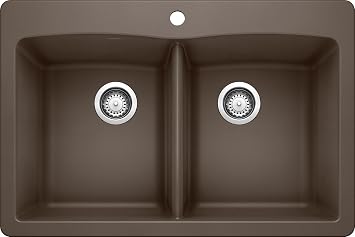 BLANCO 440218 Diamond Silgranit Double Bowl Undermount or Drop-In Kitchen Sink, 33" L X 22" W - Cafe