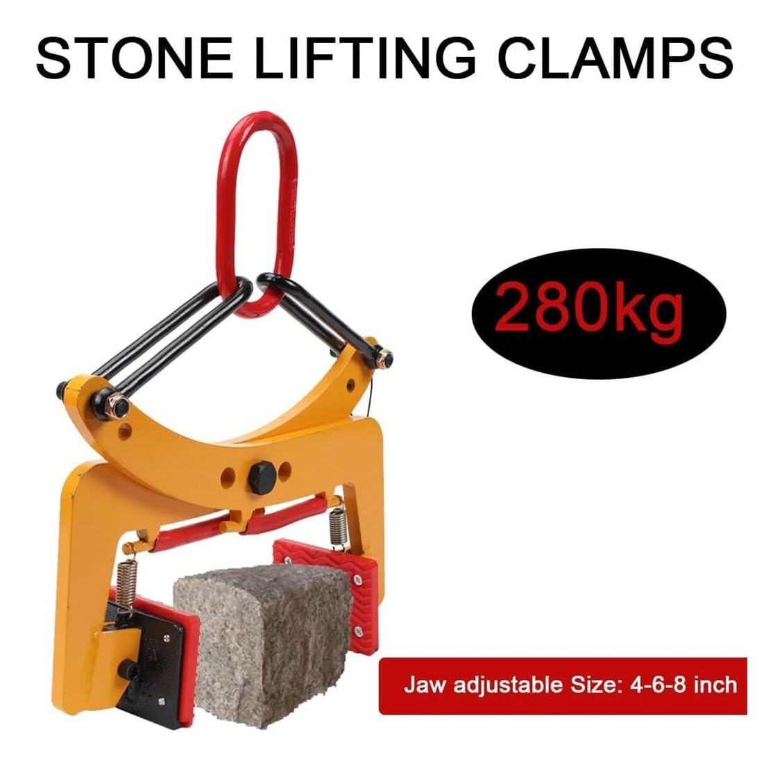 Pinces de levage de pierres, 325 kg, pince de levage robuste, ouverture réglable de 6 à 24 cm de diamètre, pince de transport de pierre pour soulever la manutention transport