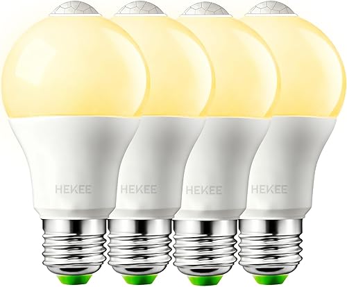Miniatura 1 de HEKEE Bombilla LED con sensor de movimiento de 9 W, A19 PIR, infrarrojos integrados equivalentes a 60 W, 810 lúmenes, base E26, bombillas blancas