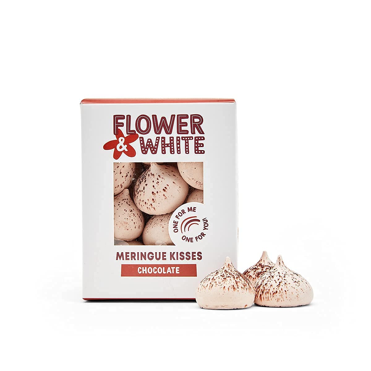 Flower & White Chocolate Meringue Kisses |Great As A Gift Or To Share | Low-Calorie | Vegetarian & Gluten-Free | Fair Trade & 100% Recyclable Packaging | No Additives or Nasties - 1 x 100g