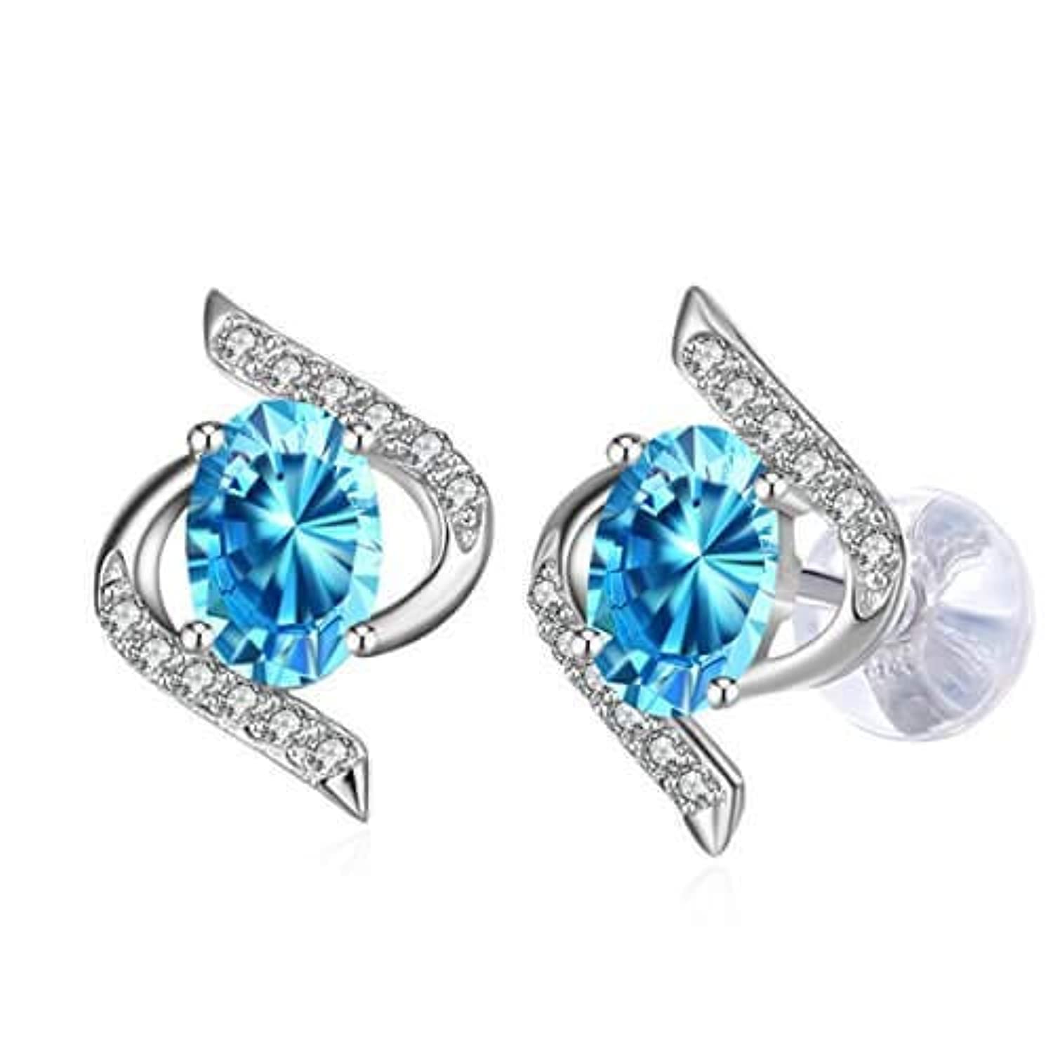 J.RoséeWomen Cubic Zirconia Swarovski Elements 925 Sterling Silver Crystal Studs Earrings Jr667