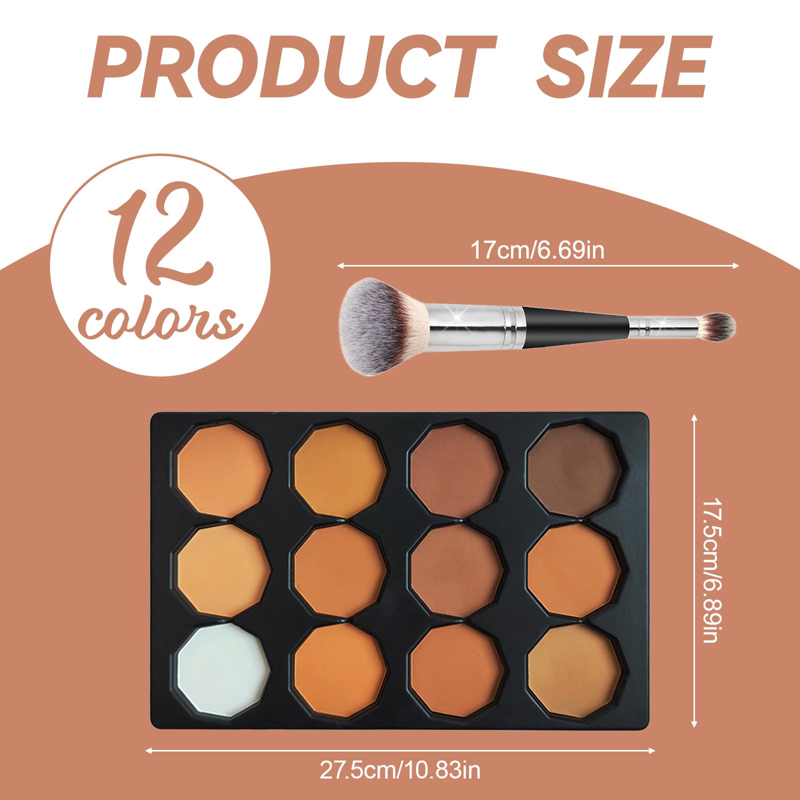 Contour Palette, poudre anti-cernes contouring 12 couleurs avec pinceau à double tête, cadeaux de maquillage pour femmes, C