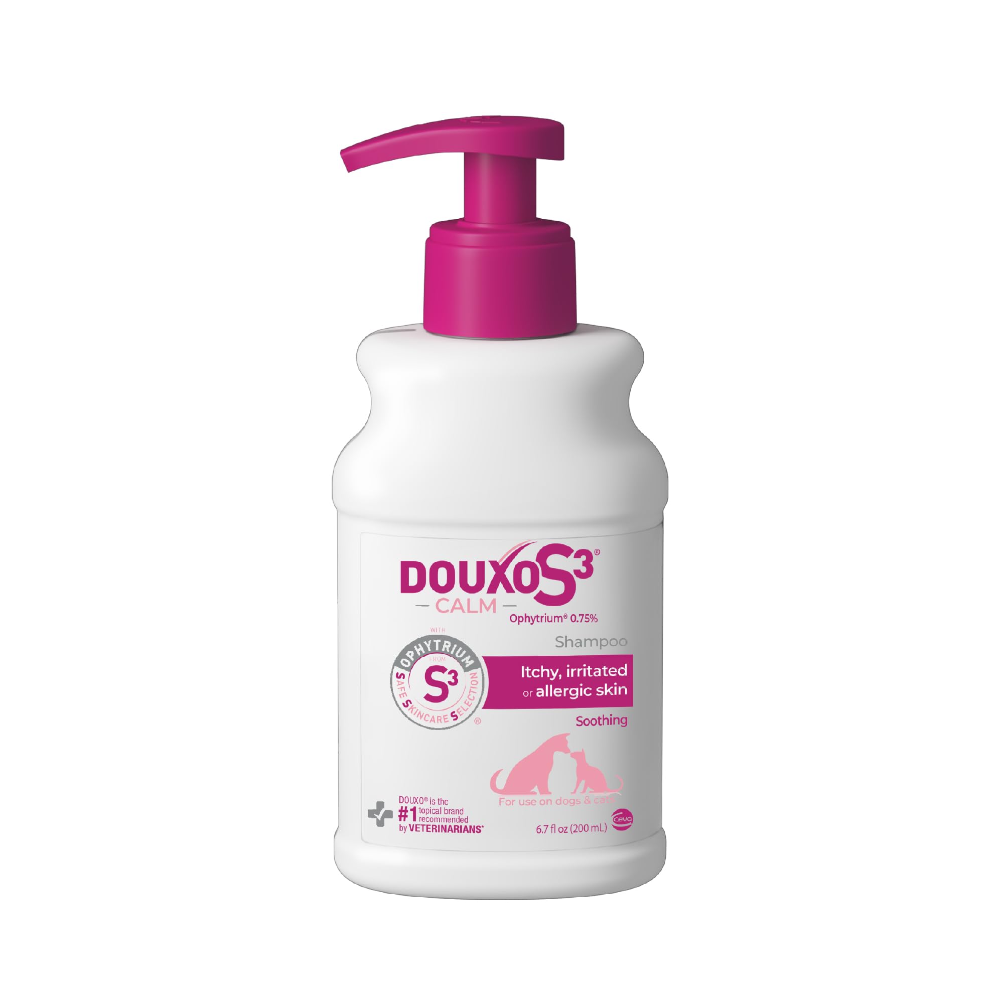 S3 Calm Shampoo, Contains 0.75% Ophytrium, Soothing, For Itchy, Irritated or Allergic Skin, For Dogs and Cats, 6.7 fl. oz. (200mL)