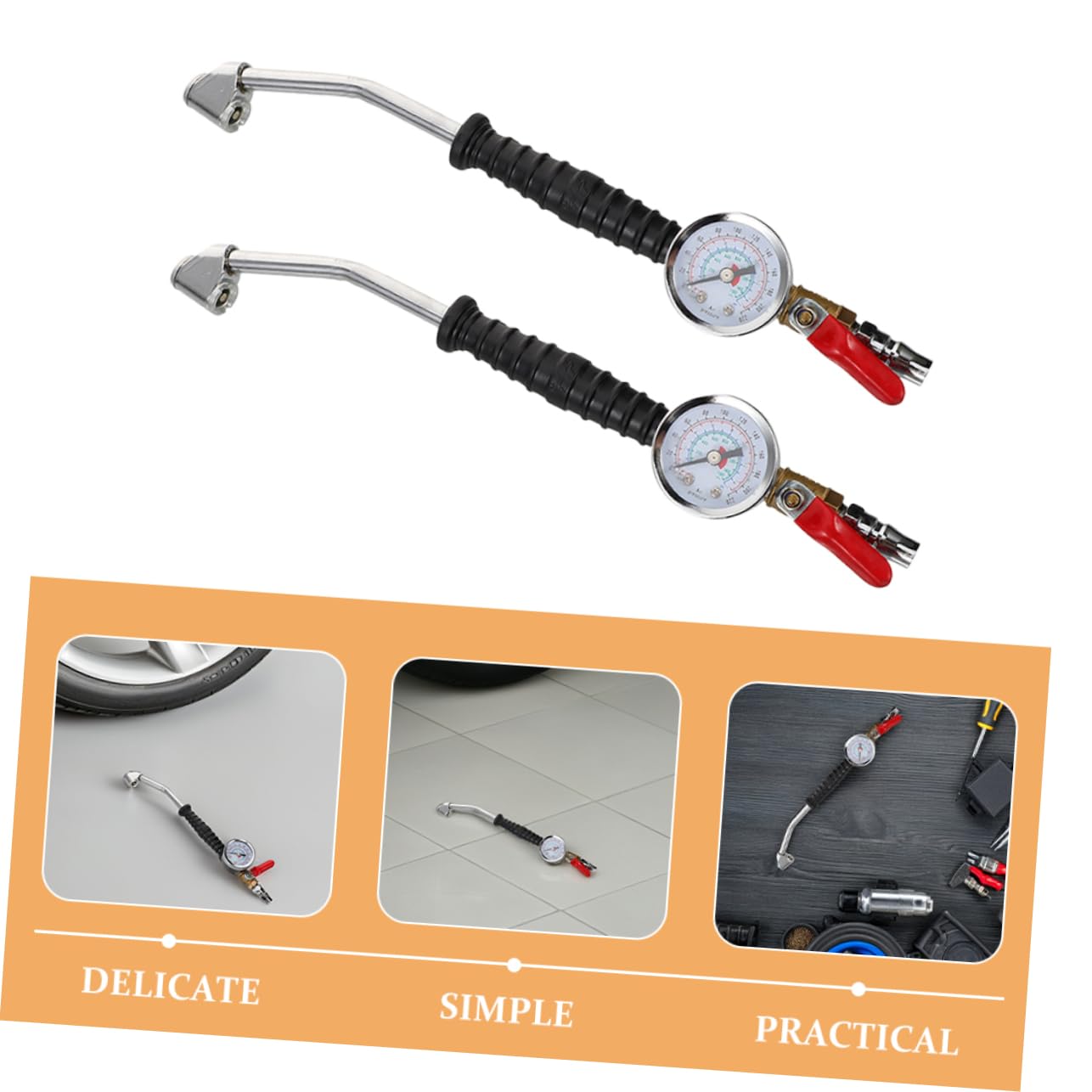 MAGICLULU 2pezzi Gonfiatore Per Pneumatici Con Manometro e Adattatore Per Compressore Design e Testa Angolata Per e Bici Accessori Per Manutenzione Pneumatici