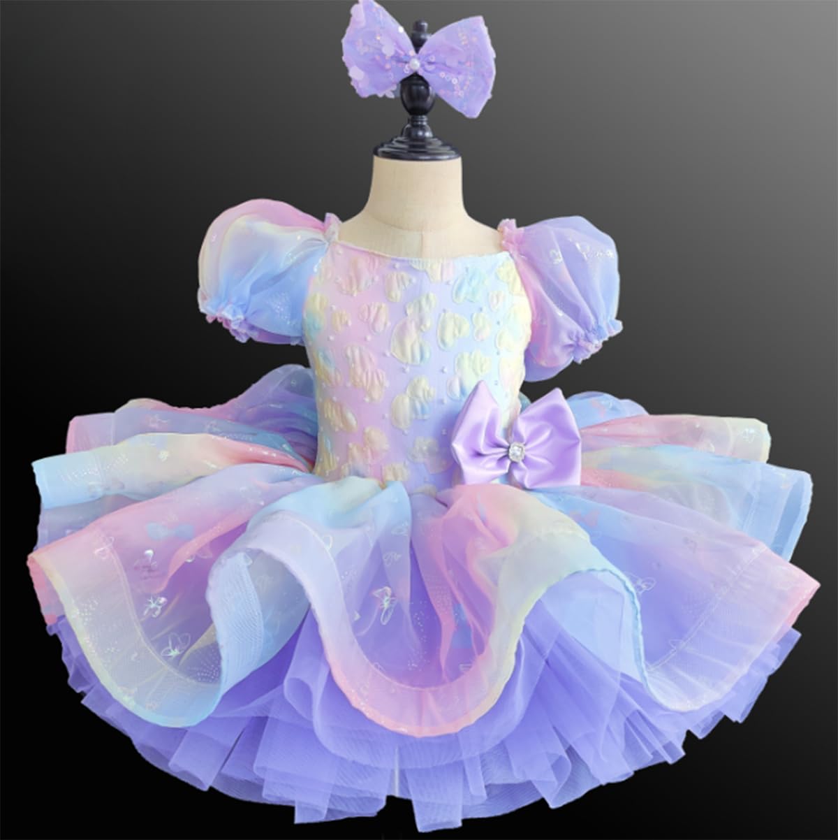 Abito tutù da bambina, gonna a sbuffo in tulle, balletto festa gara costume | paillettes, ricami, costume per spettacoli di danza