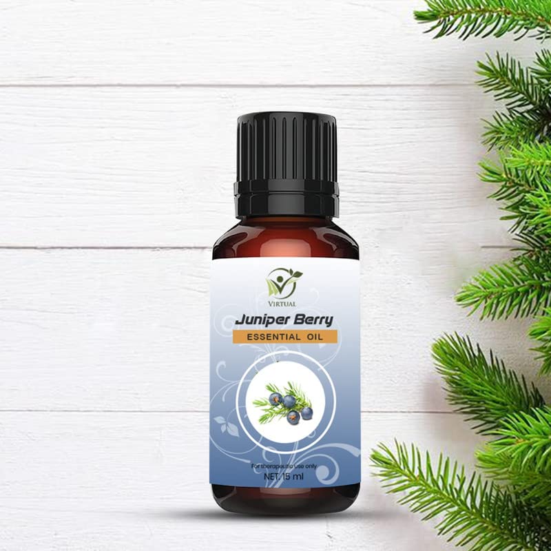 Image of VIRTUAL Juniper Berry Essential Oil For Hair & Skin Pure, Natural & Undiluted Oil For Aromatherapy Therapeutic Grade 15ML