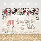 ABLIN 7x5ft Brunch and Bubbly Backdrop for Bridal Shower Rustic White Wood Red Rose Flowers Floor...