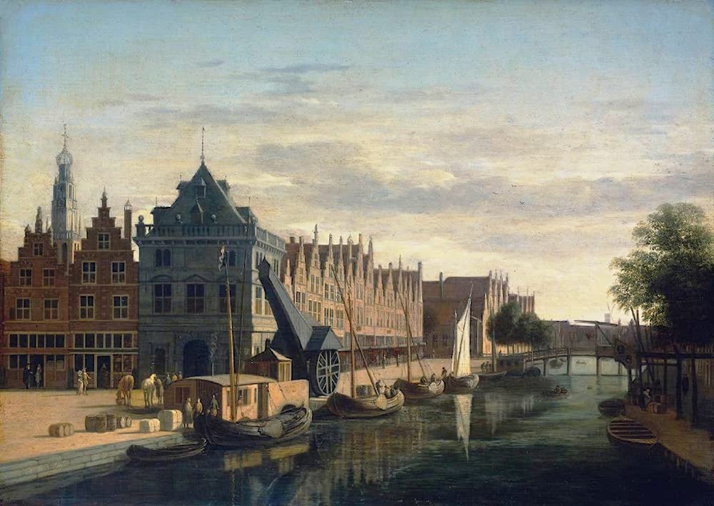 Serendipitp No Frame Vintage Wall Art Canvas Nordic Poster Canvas Print Picture Crane On The Spaarne At Haarlem By Gerrit Adriaensz. Berckheyde Wall Art Poster For Home Decor 60X90cm