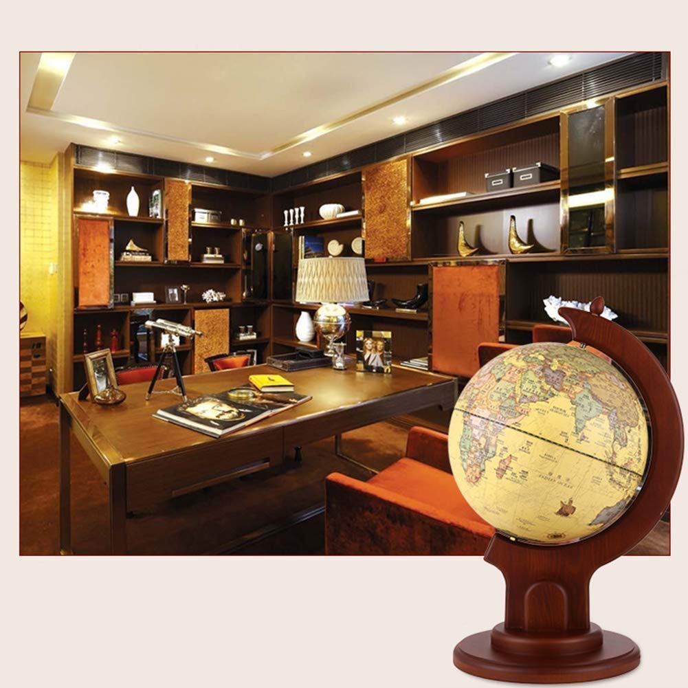 Globes du monde en bois massif rétro, ornement de carte, taille moyenne, HD, bureau, salon, salle d'étude, modèle 9 pouces